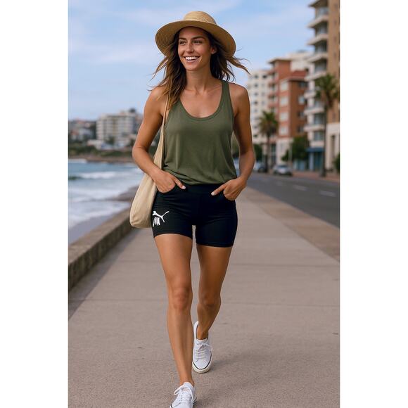 NWT Puma Women's Bike Shorts Black White Logo XS - Picture 3 of 7